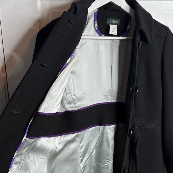 J. Crew Classic Vintage Black Wool Lady Peacoat Midi Length Coat Sz 2 Petite - Picture 7 of 9